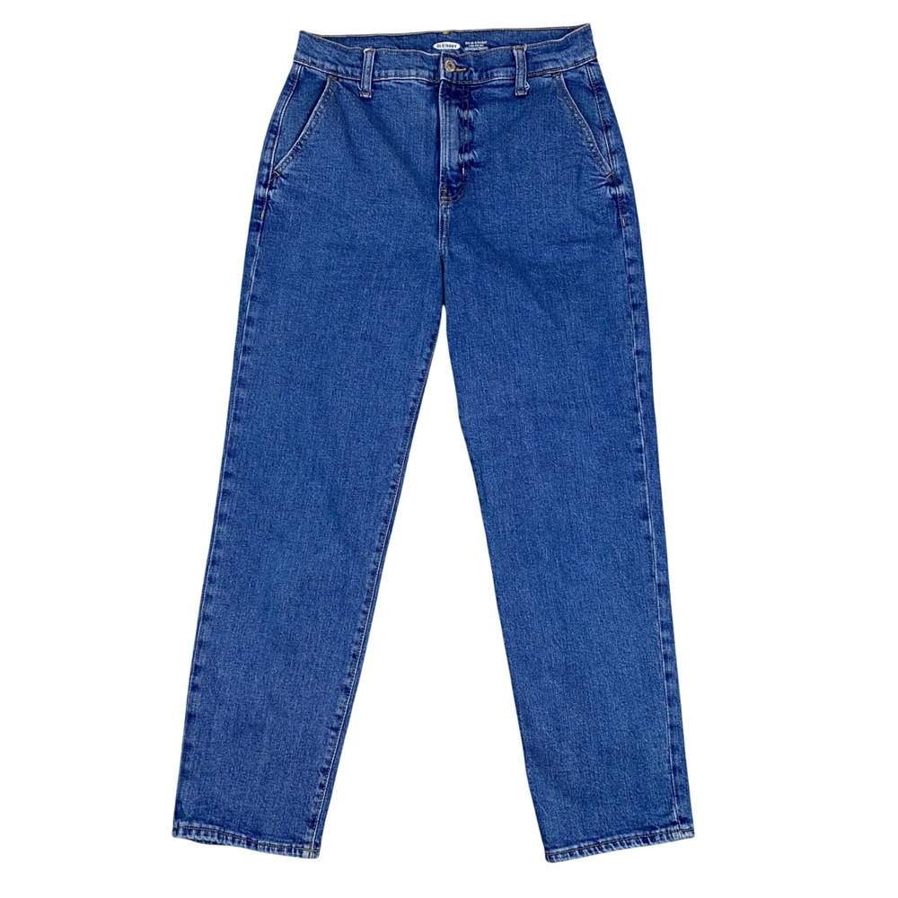 Old Navy Sky-Hi Straight Extra High Rise Jeans Women 6 Medium Wash Blue